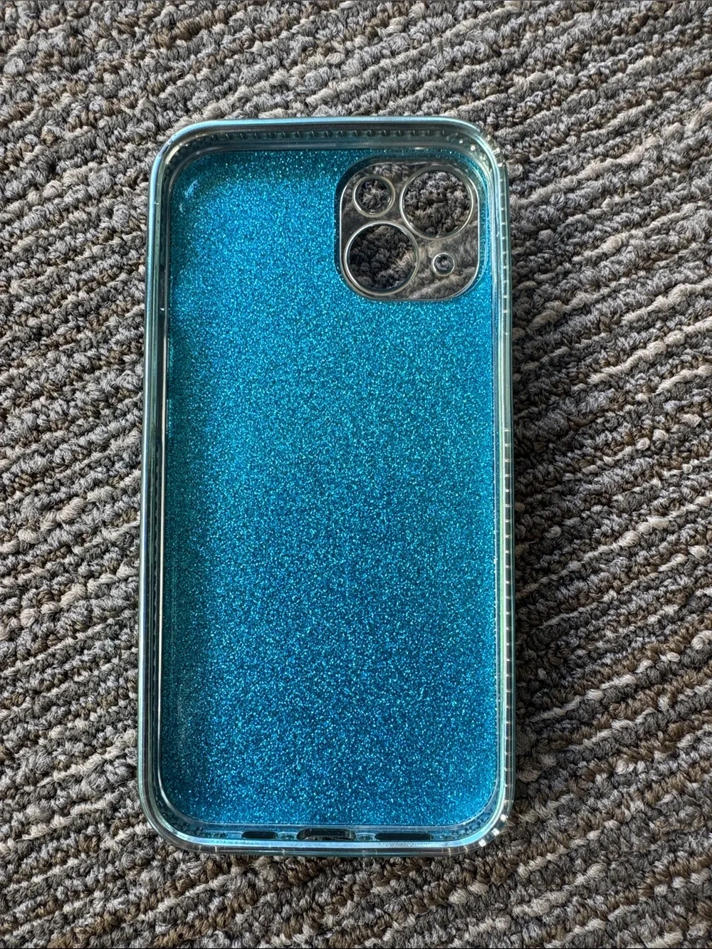 Blue Glitter I Phone 14  Case with Ring Grip